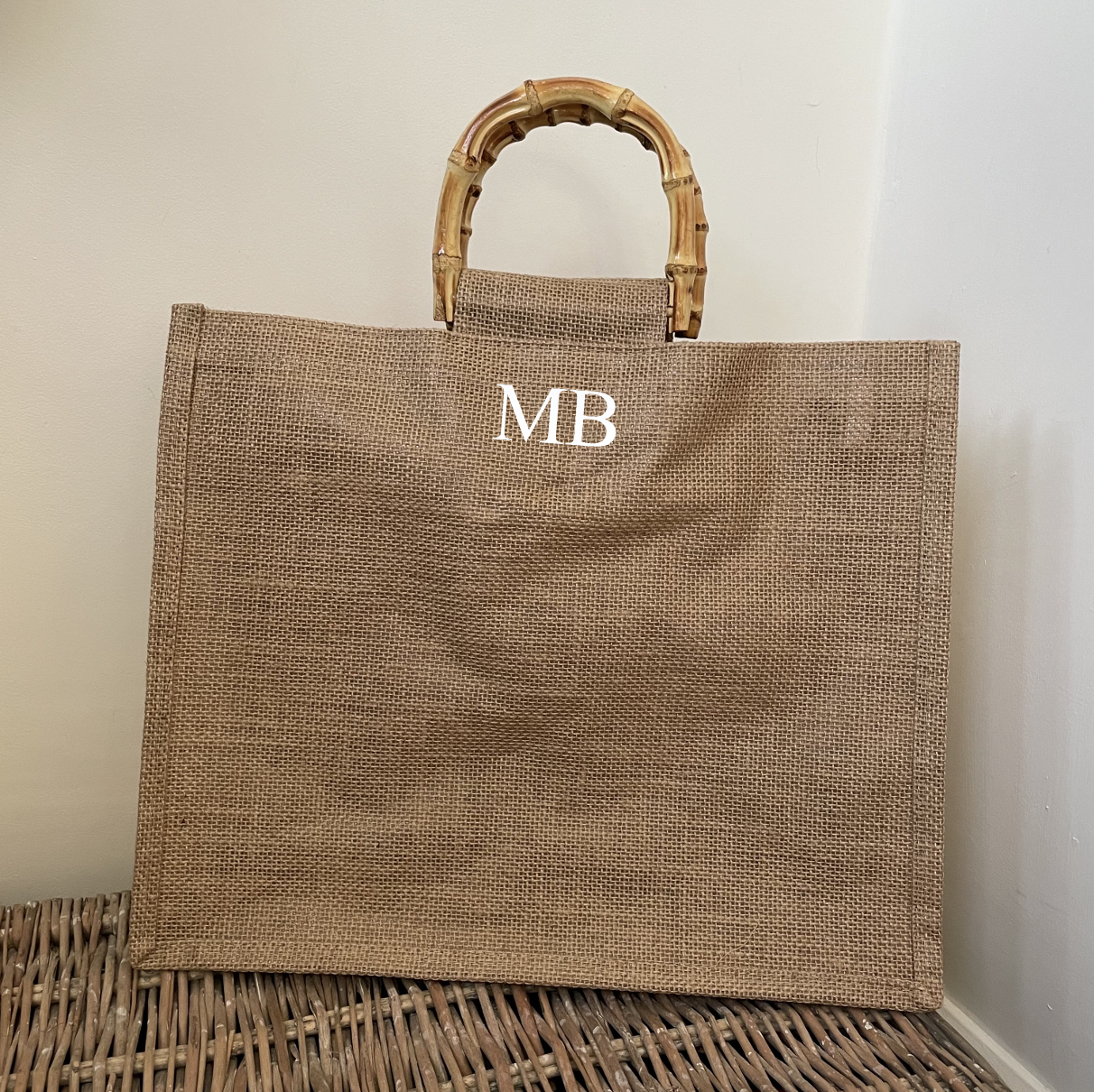 Bamboo Handle Jute Tote Bag