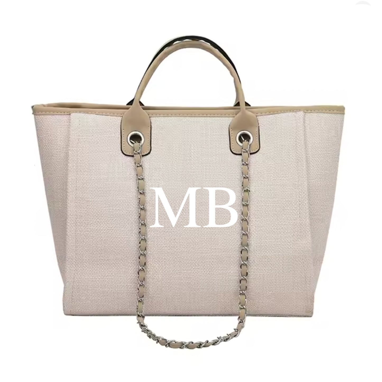 Personalised Stone Large Chain Initial Tote Bags