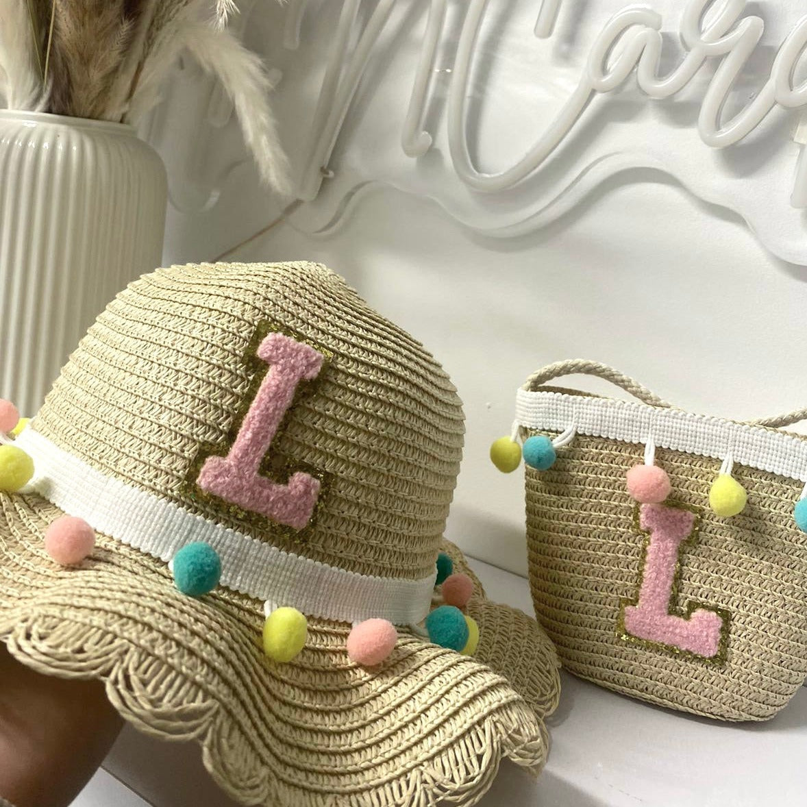 Personalised Childrens Patch 2pcs Sun hat & Bag Set