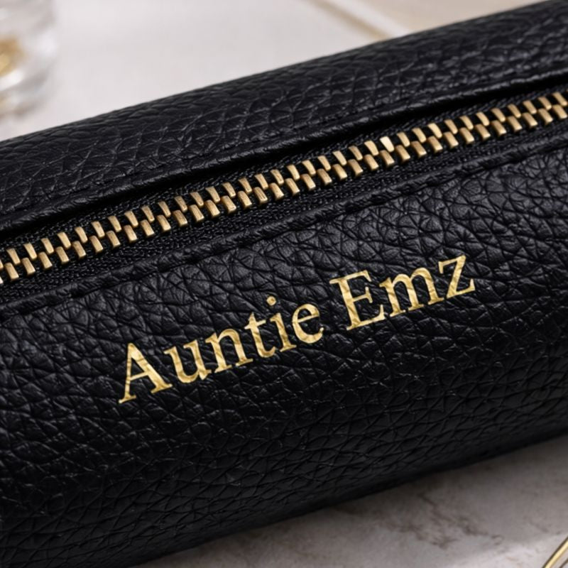 Personalised Embossed Faux Leather Slimline Pencil Case