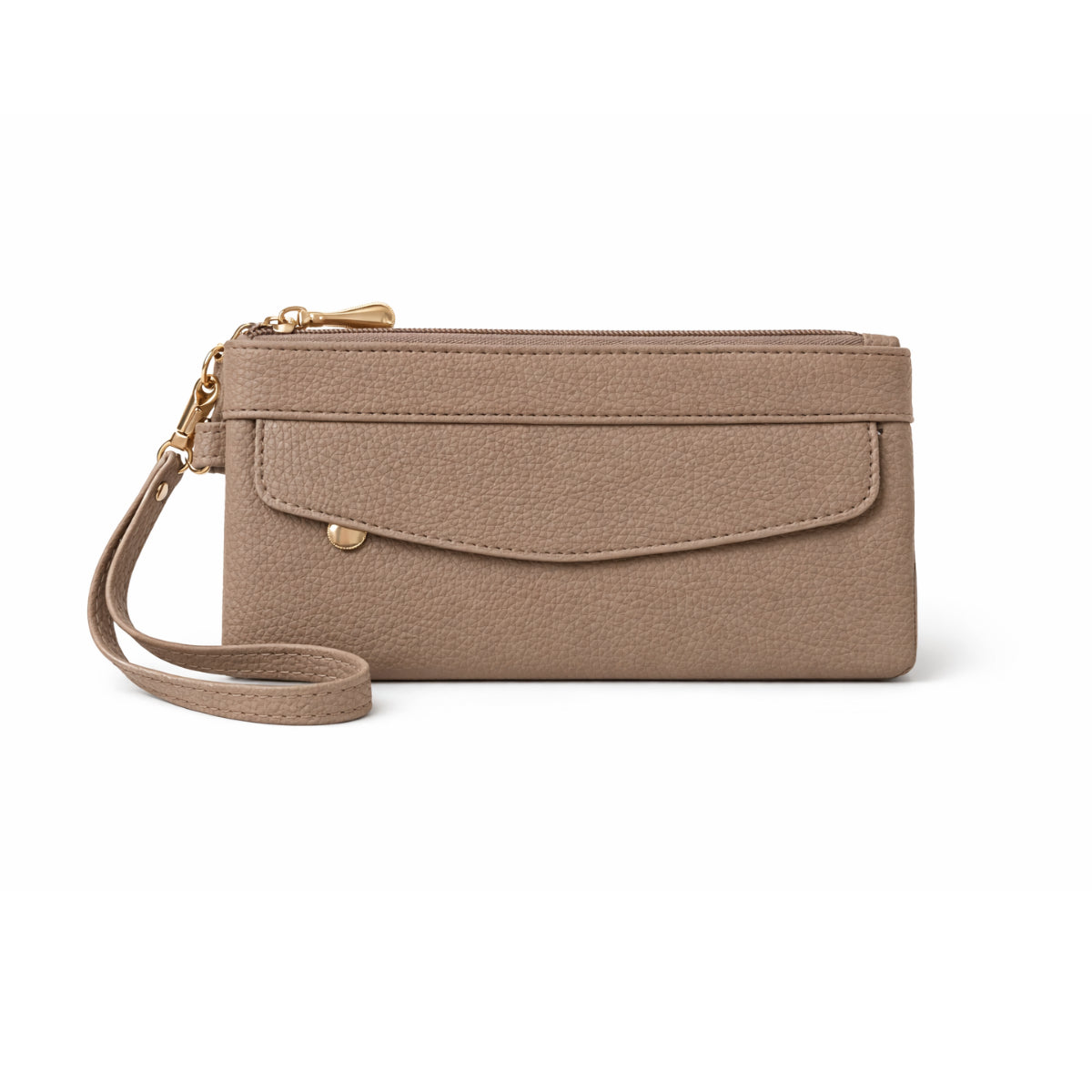 Beige long zip wallet