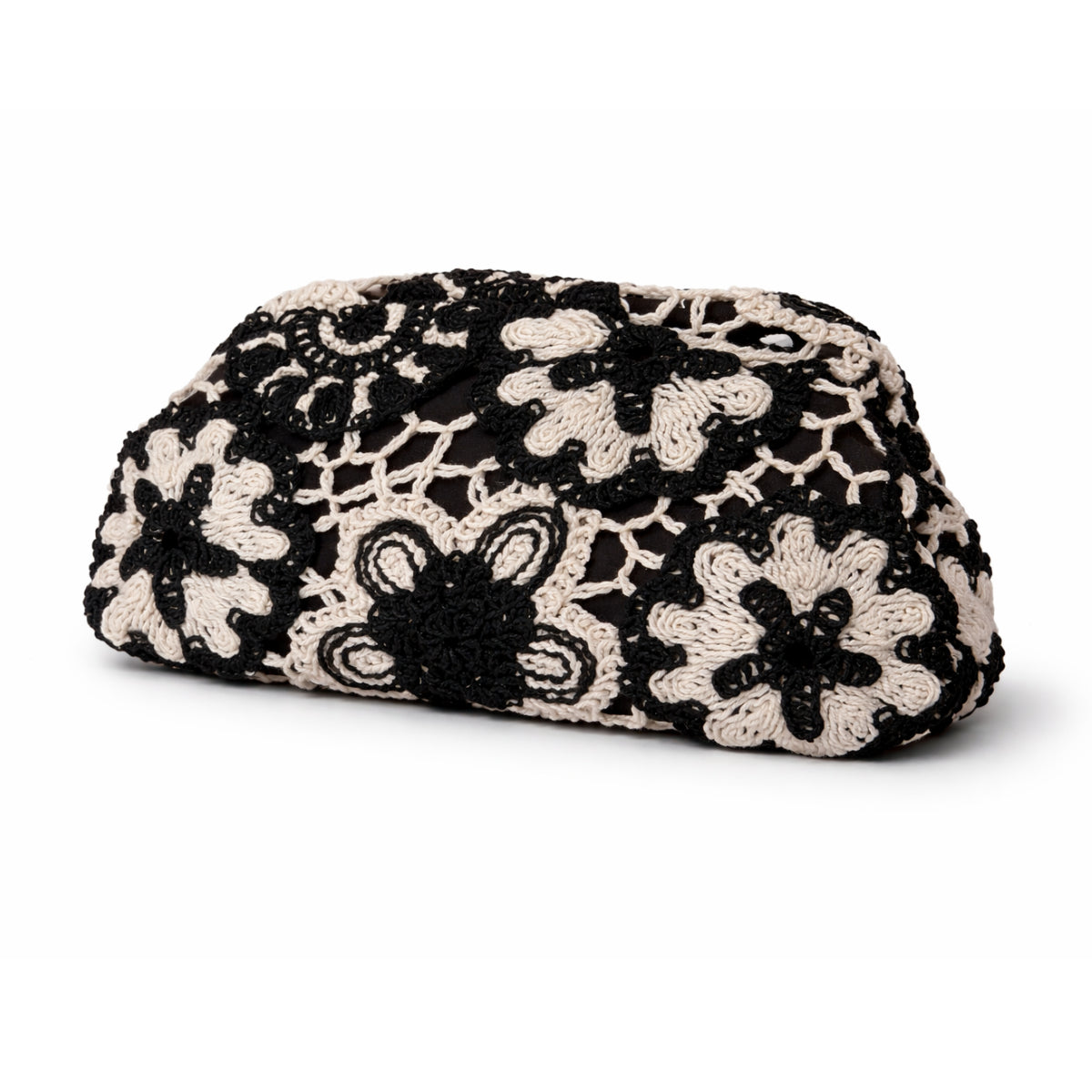 Black crotchet clutch bag