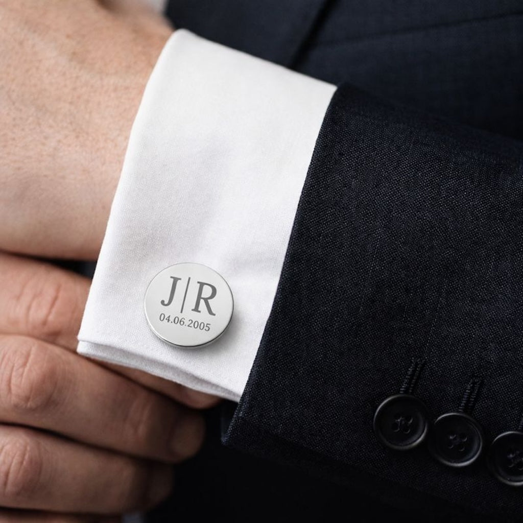 Personalised Men’s Monogram & Date Metal Cufflinks