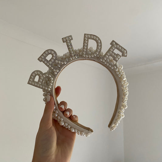 Personalised Pearl Headband Crown Bridal Birthday