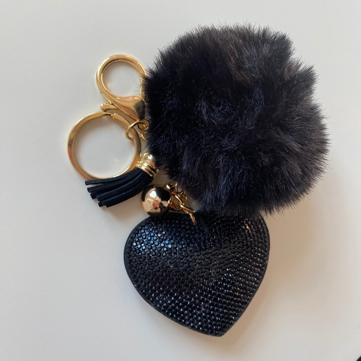Personalised Diamanté Heart key chains key rings bag charm