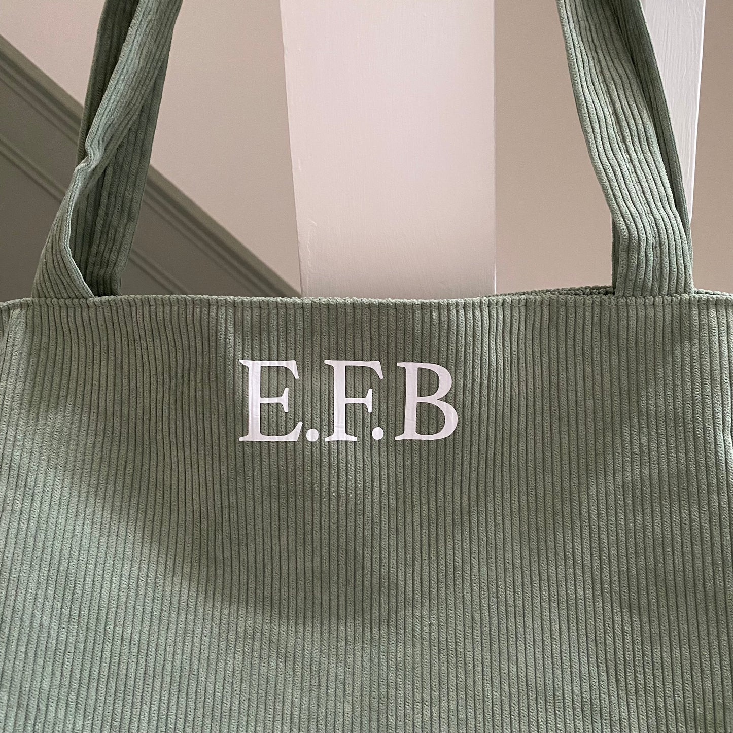 Personalised Corduroy Ribbed Large Tote Shoulder Bag