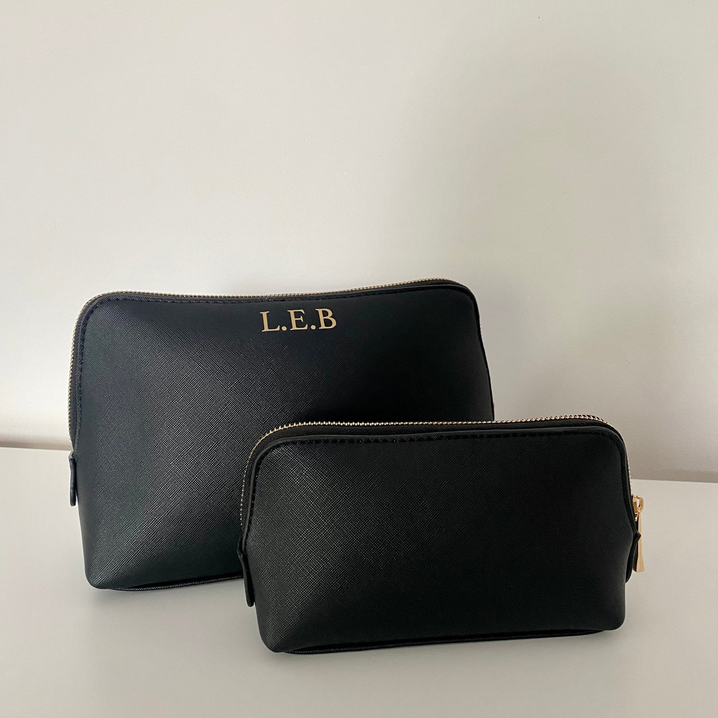Personalised Saffiano Leather Cosmetic Makeup Toiletry Bag