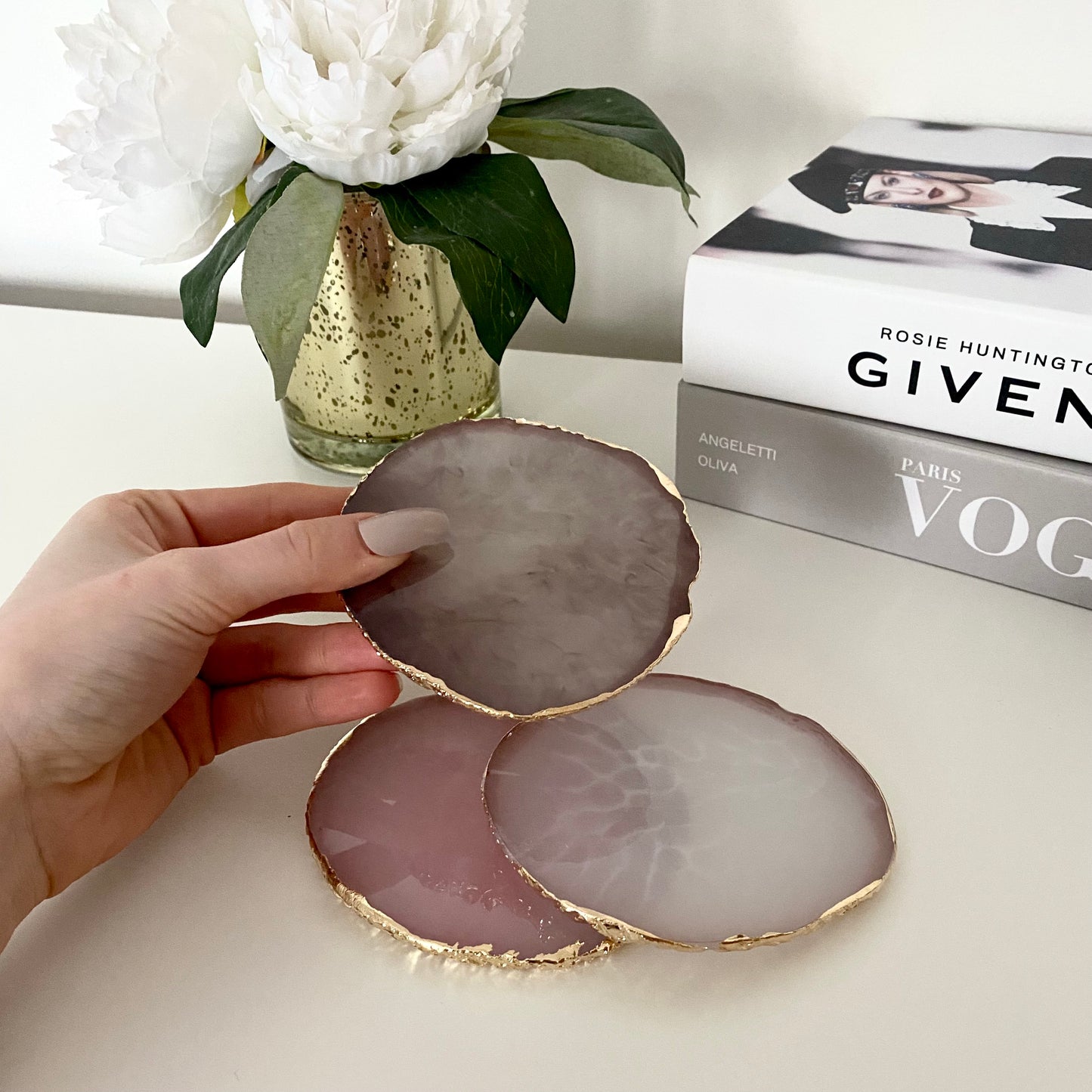 Quartz Style Gem Coasters Ring Jewellery Storage Dish Trays