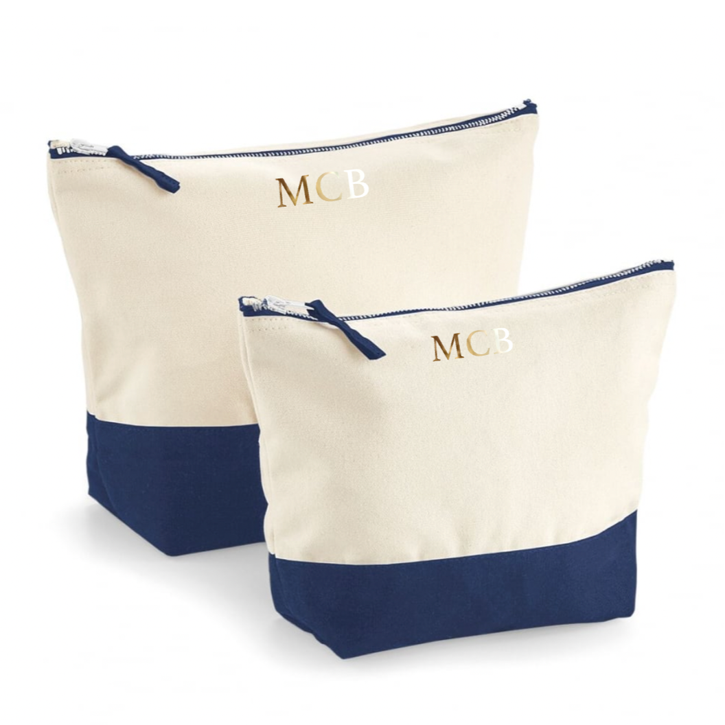 Personalised Canvas Stripe Vanity Makeup Toiletry Cosmetic Bag