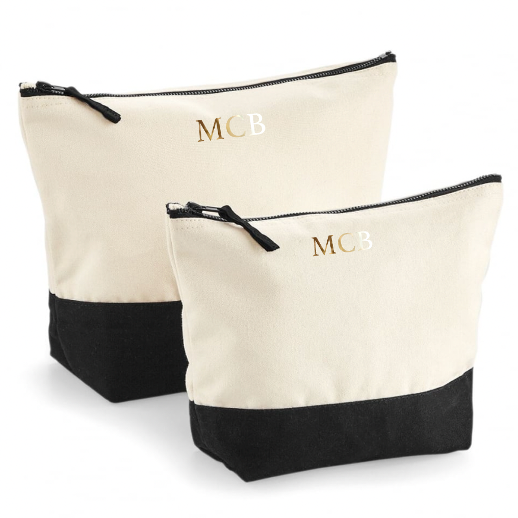 Personalised Canvas Stripe Vanity Makeup Toiletry Cosmetic Bag