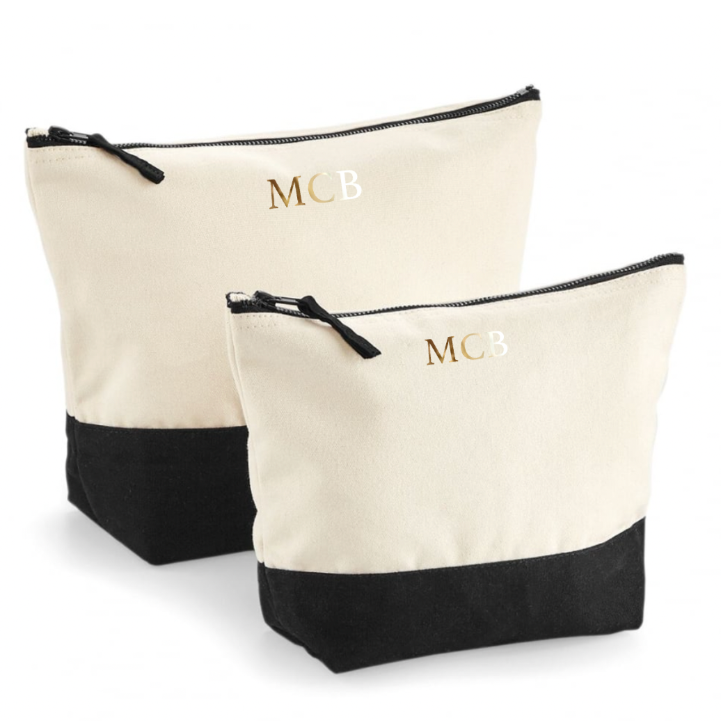 Personalised Canvas Stripe Vanity Makeup Toiletry Cosmetic Bag