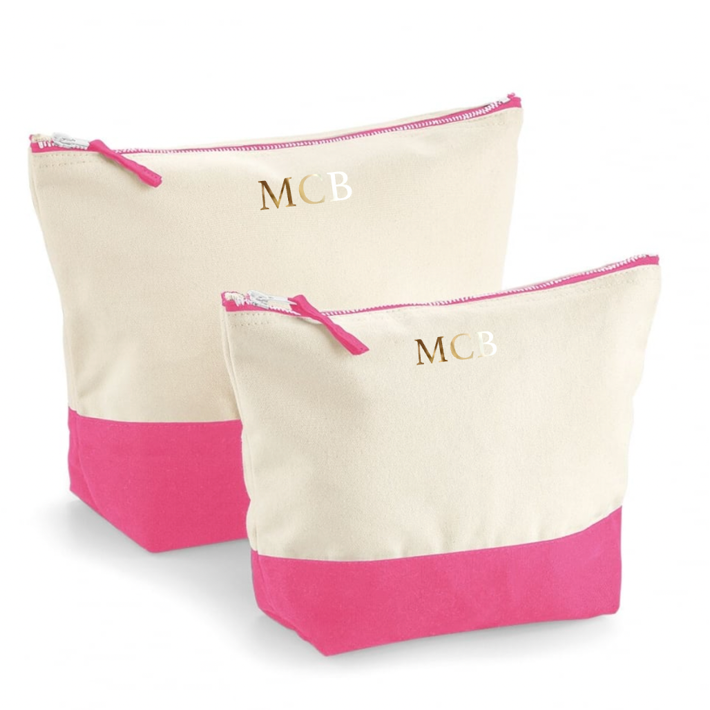 Personalised Canvas Stripe Vanity Makeup Toiletry Cosmetic Bag
