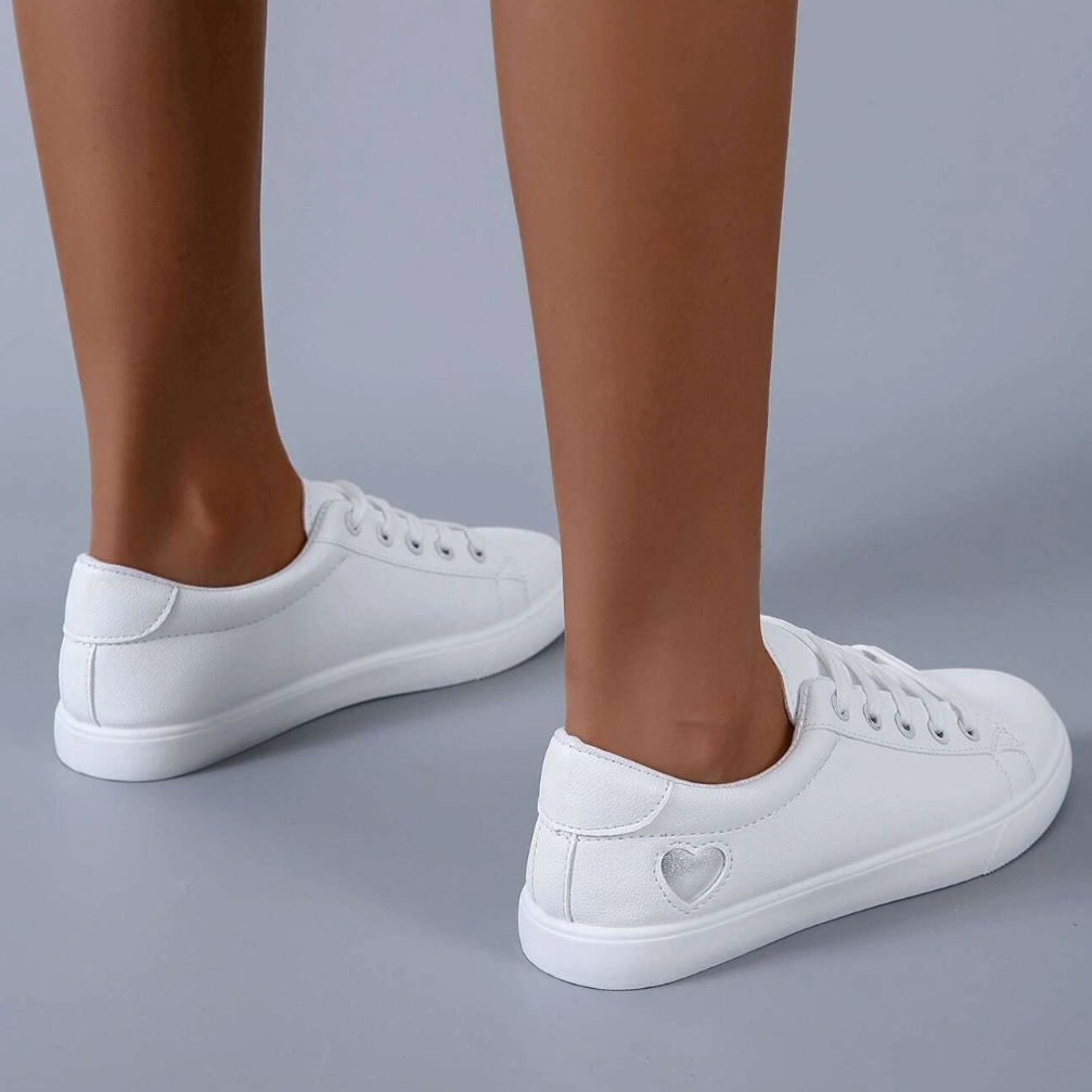 Personalised Bridal Prom White Heart Lace Up Trainers