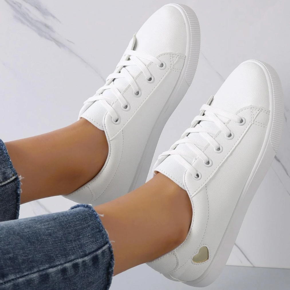 Personalised Bridal Prom White Heart Lace Up Trainers