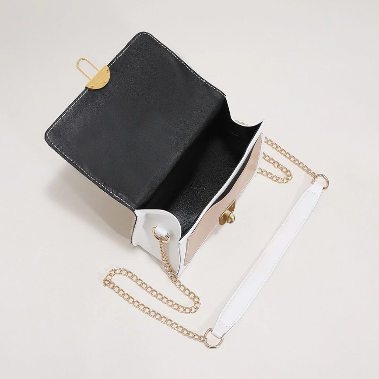 Personalised AMELIA Straw Chain Brown Cross Body Bag