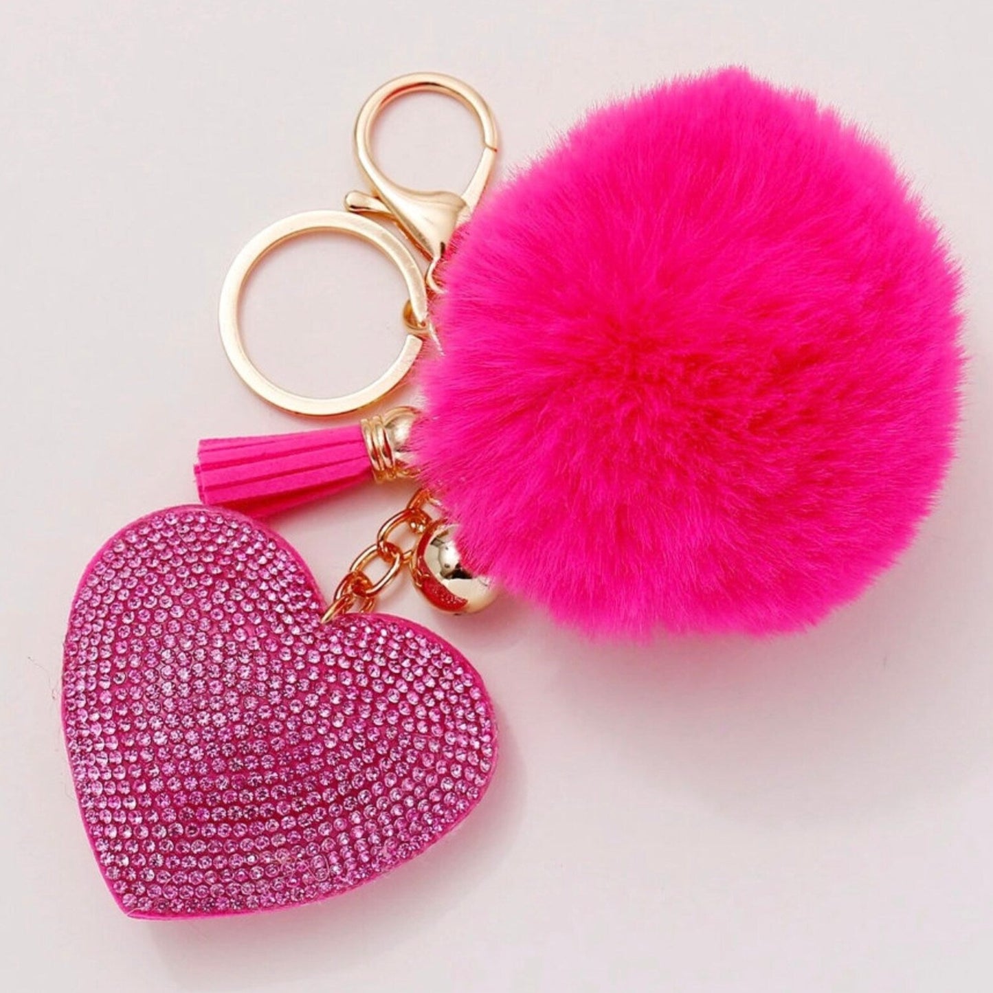 Personalised Diamanté Heart key chains key rings bag charm