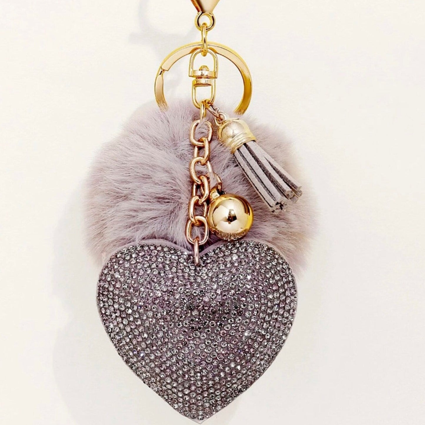 Personalised Diamanté Heart key chains key rings bag charm
