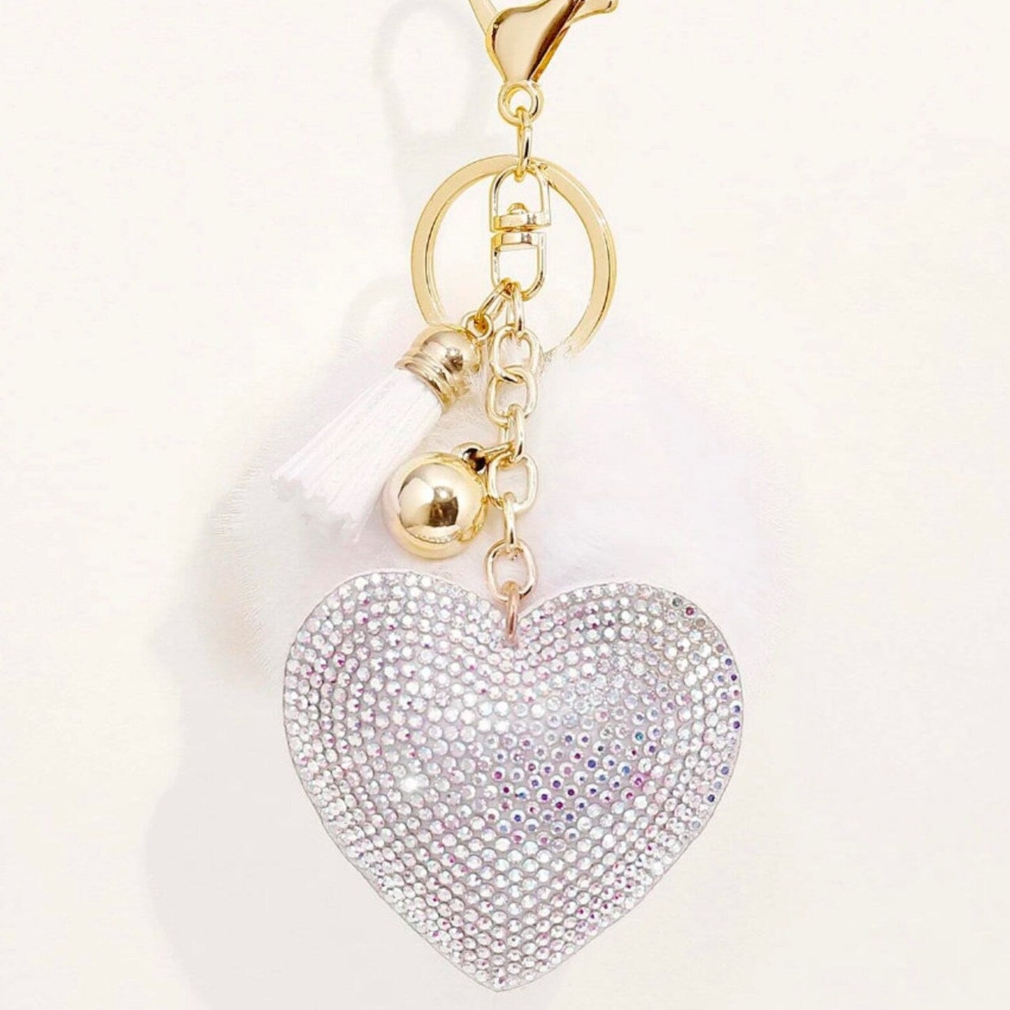 Personalised Diamanté Heart key chains key rings bag charm