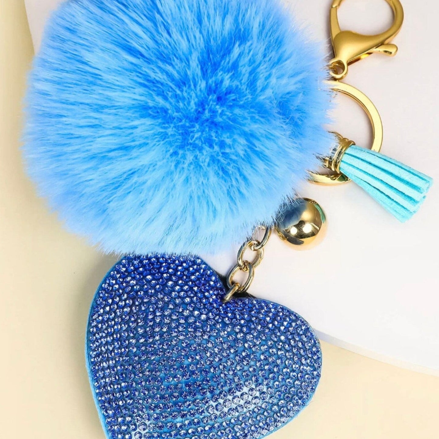Personalised Diamanté Heart key chains key rings bag charm