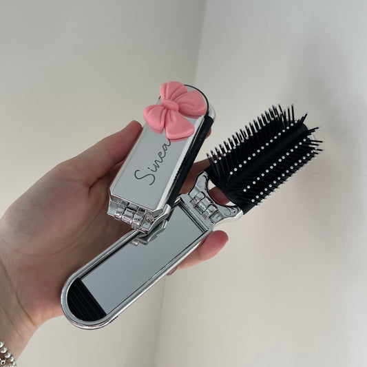 Personalised Bow Pocket Hair brush