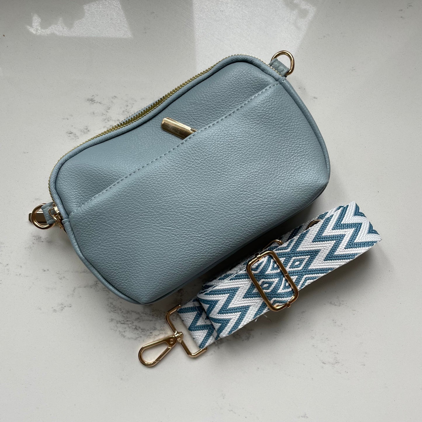 Personalised LOLA Embossed Faux Leather Chevron Cross Body Bag