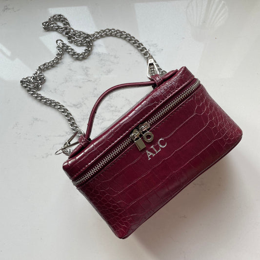 Personalised Embossed LILY Faux Croc Leather Cross Body Bag