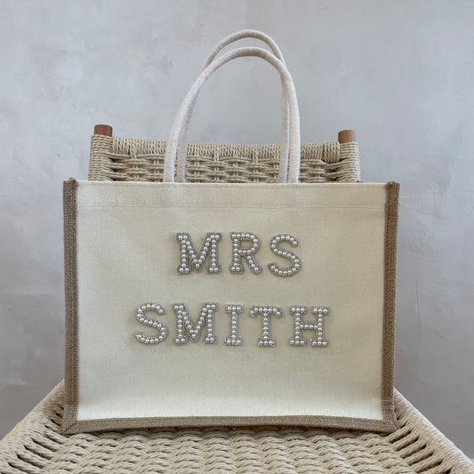 Personalised Pearl Patch Tote Bag