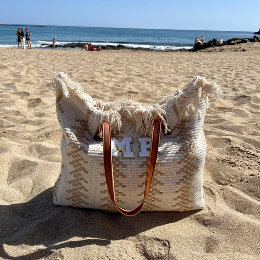 Personalised ISLA Straw Fringe Tassel Shoulder Tote Beach Bag