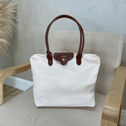 Personalised Nylon Embossed CAMBRIDGE Tote Shoulder Bag