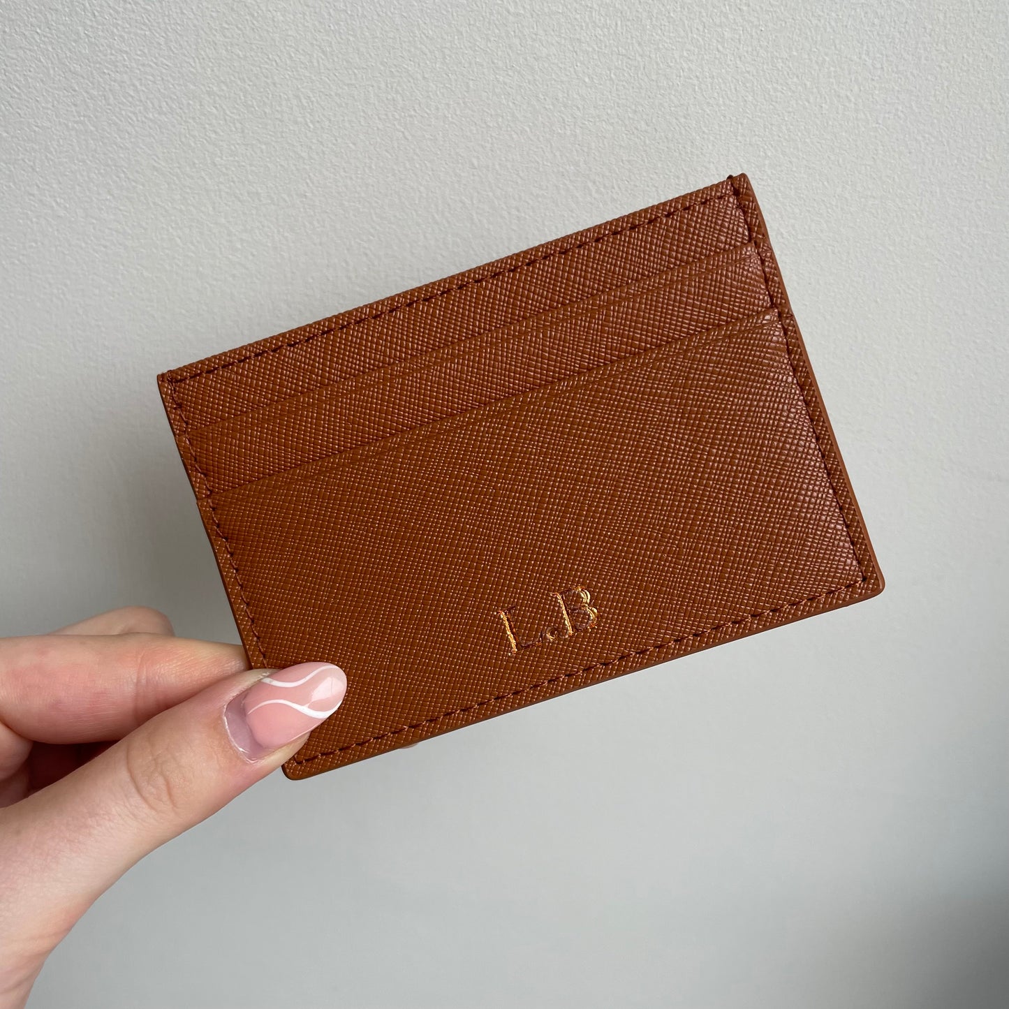 Personalised Embossed Saffiano Leather Slimline Card Holder