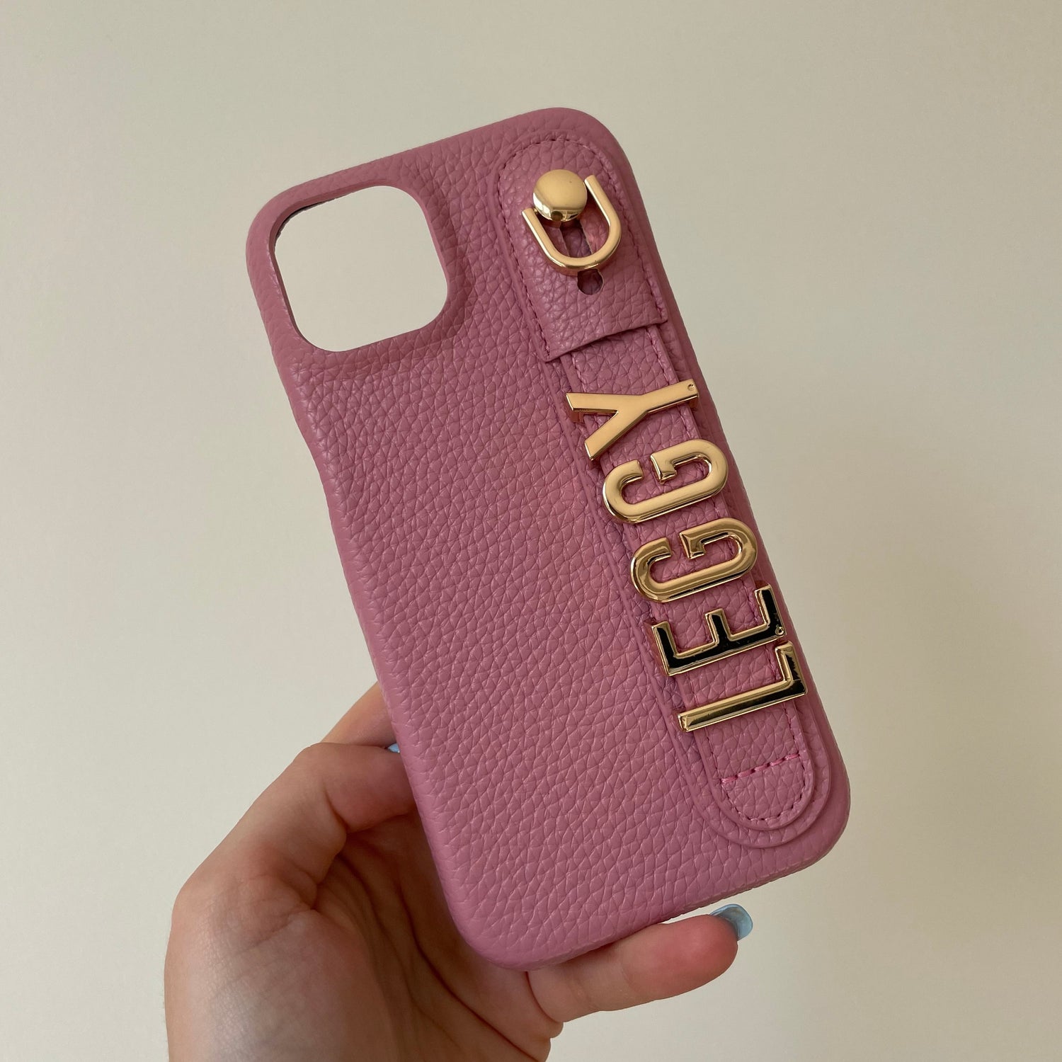 Personalised Faux Leather Name Holdall Strap Phone Case