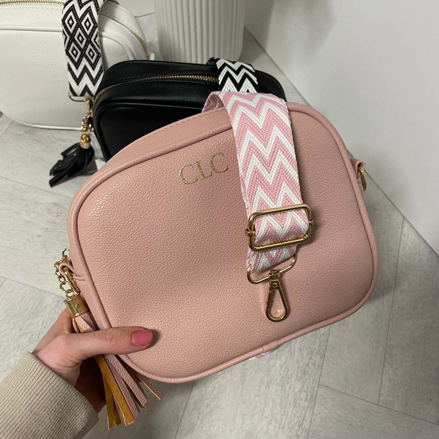 Personalised CLAIRE Faux Leather Tassel Cross Body Bag