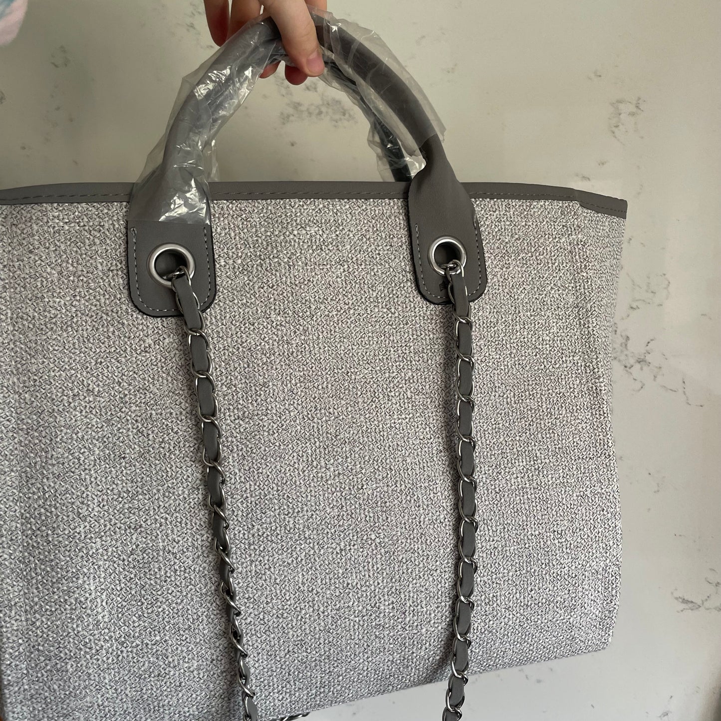 Outlet: Personalisable Grey Chain Tote (MARKED)