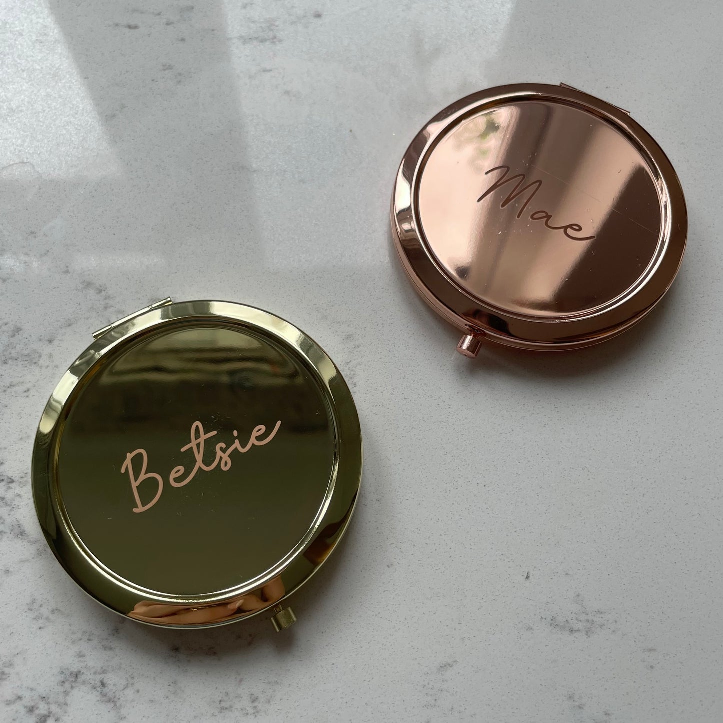 Personalised Engraved Metal Compact Pocket Mirror