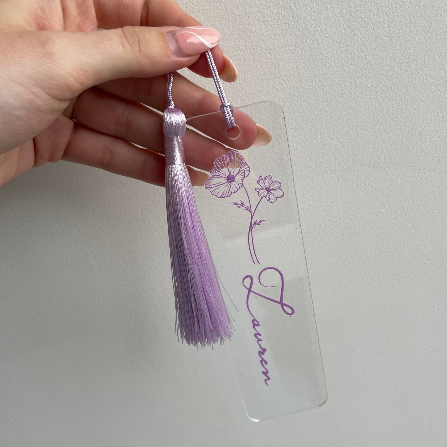 Personalised Tassel Clear Acrylic Bookmark