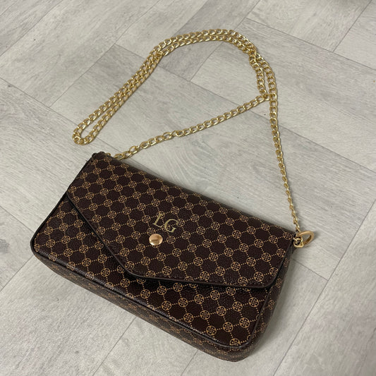 Personalised LOUISA Pattern Chain Shoulder Cross Bag