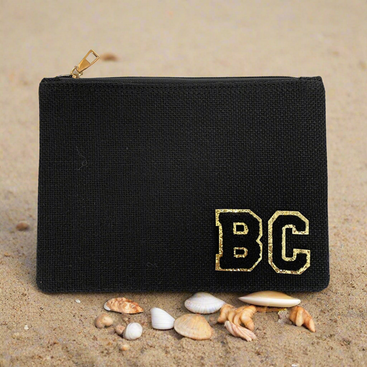 Personalised Black Canvas Pouch Bag