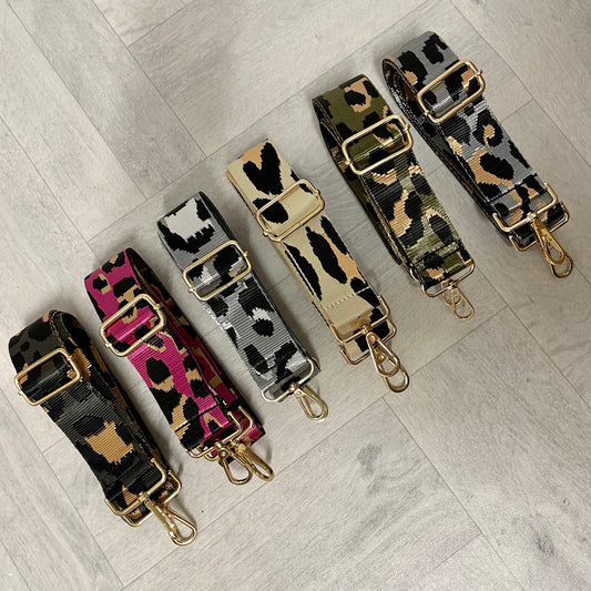 Leopard Print Gold Hardware Bag Straps