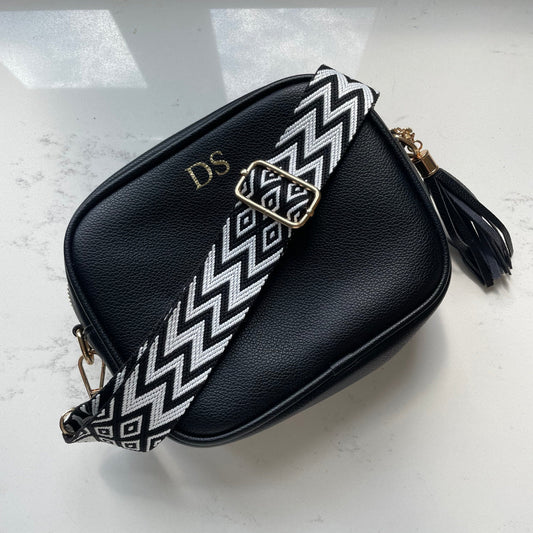 Personalised CLAIRE Faux Leather Tassel Cross Body Bag
