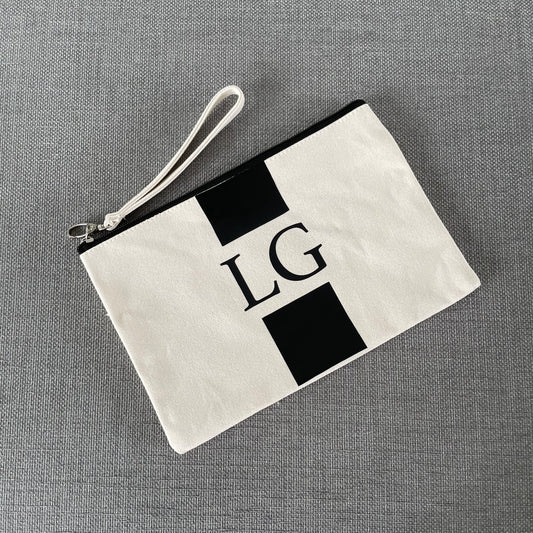 Personalised Stripe Canvas Clutch Pouch