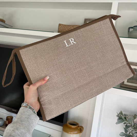 Personalised Canvas Zip Large Document Holder Laptop Case Clutch