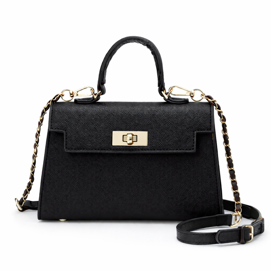 Black top handle bag