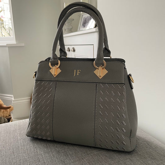 Personalised Grey JANINE Handbag Cross Body Bag