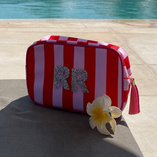 Personalised Stripe Tassel Makeup Cosmetic Bag