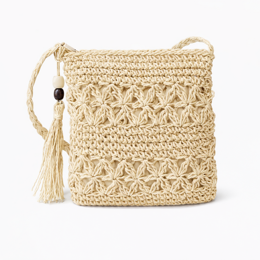 Straw tassel cross body bag