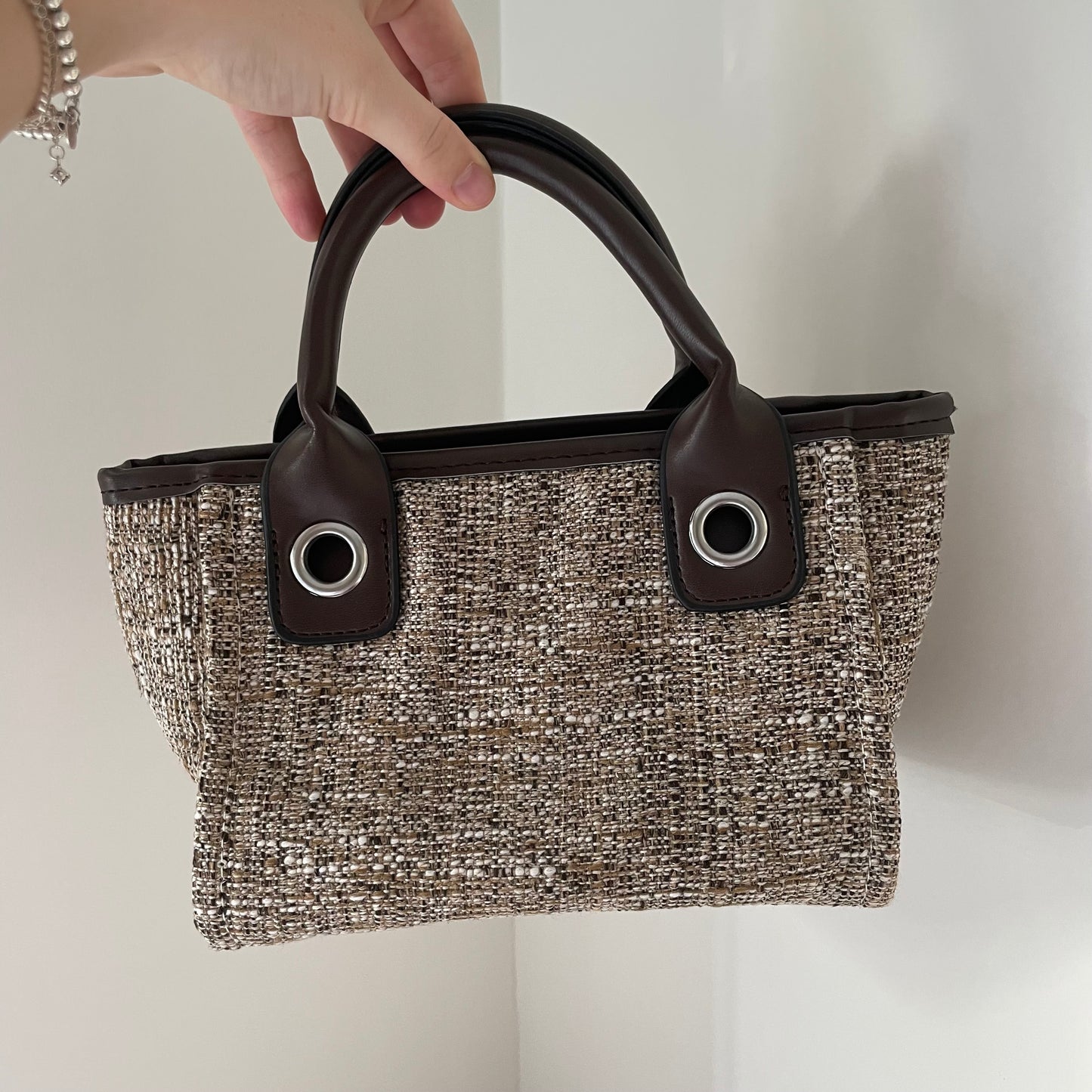 Outlet: Personalisable Brown Static Mini Tote (NO STRAPS)