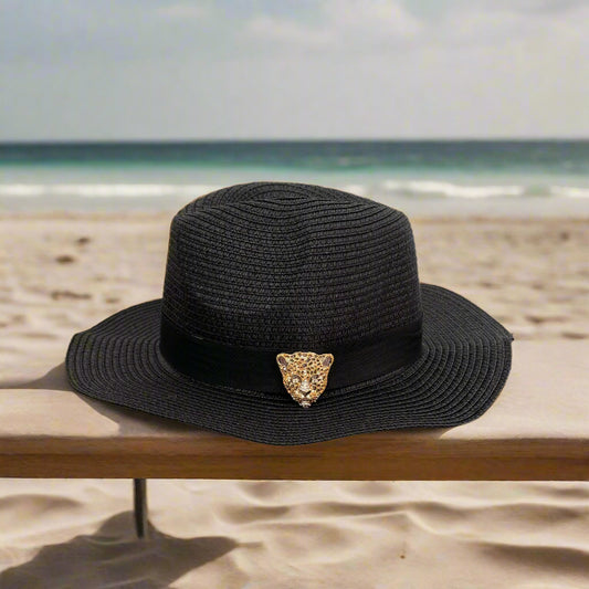 Leopard Beach Fedora Straw Hat