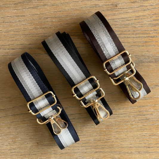 Silver Stripe Gold Hardware Bag Straps