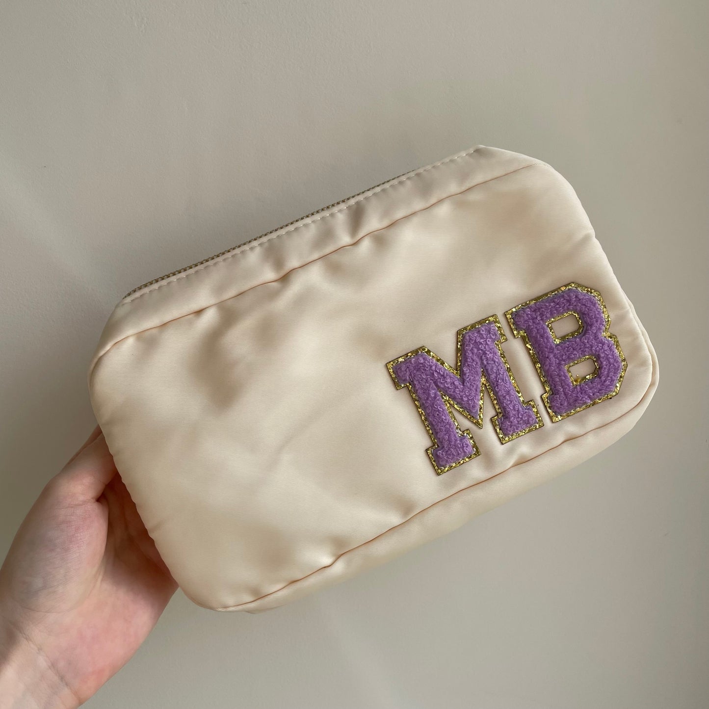 Personalised Medium Nylon Pouch Patch Toiletry Makeup Cosmetic Bag