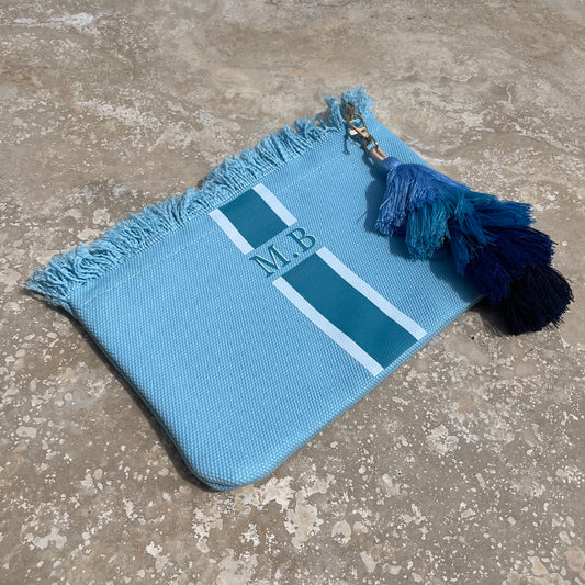 Personalised ANNIE Stripe Fringe Pouch Clutch Bag